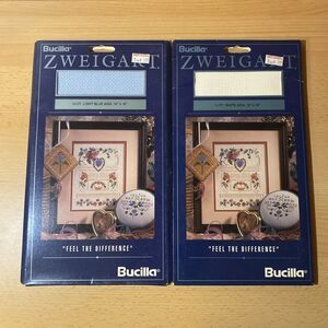 (2) Bucilla Zweigart 14ct White Aida / Light Blue 15" x 18" Cross Stitch Fabric